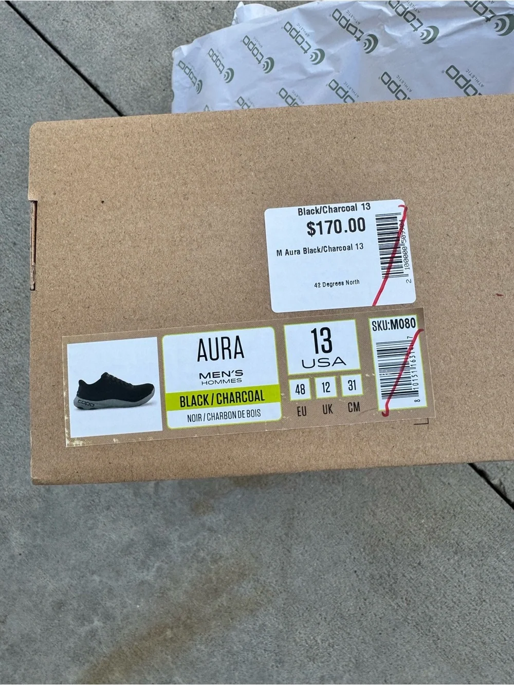 Topo Athletic Men's Aura Black & Gray Athletic Shoe